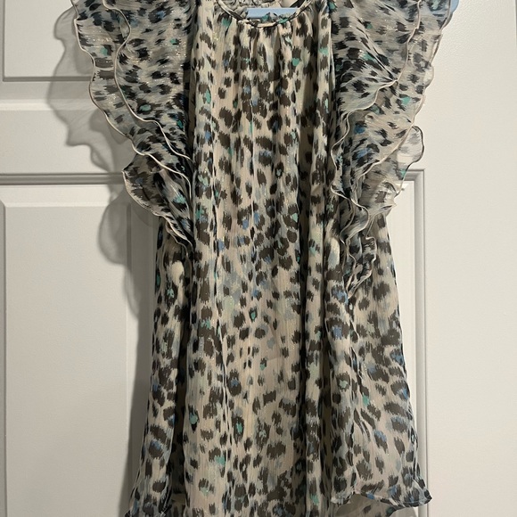 EUC Loft flutter sleeve multicolor animal print top - Picture 2 of 7